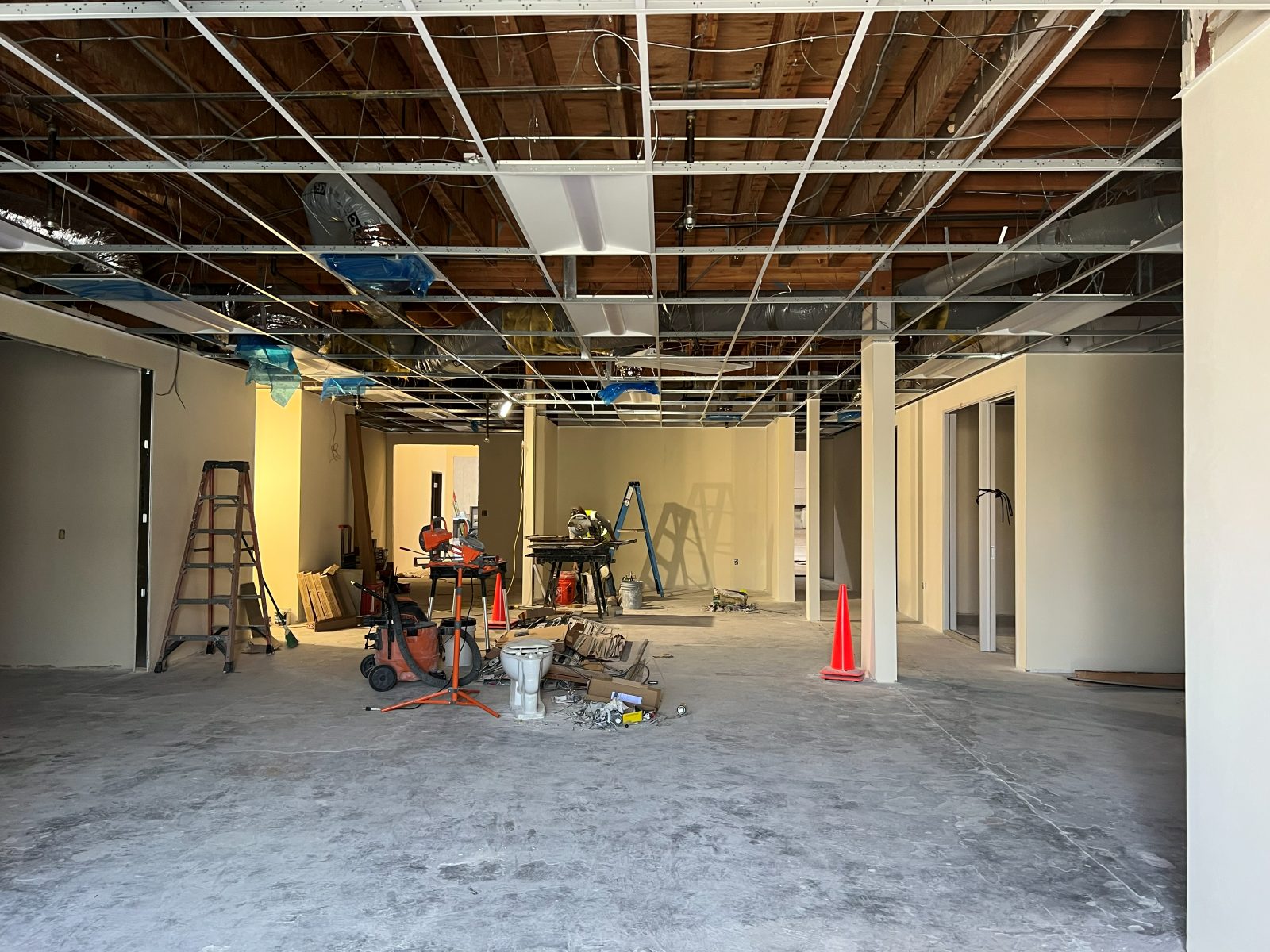 Build-to-suit corporate office buildout in progress in Fullerton, CA